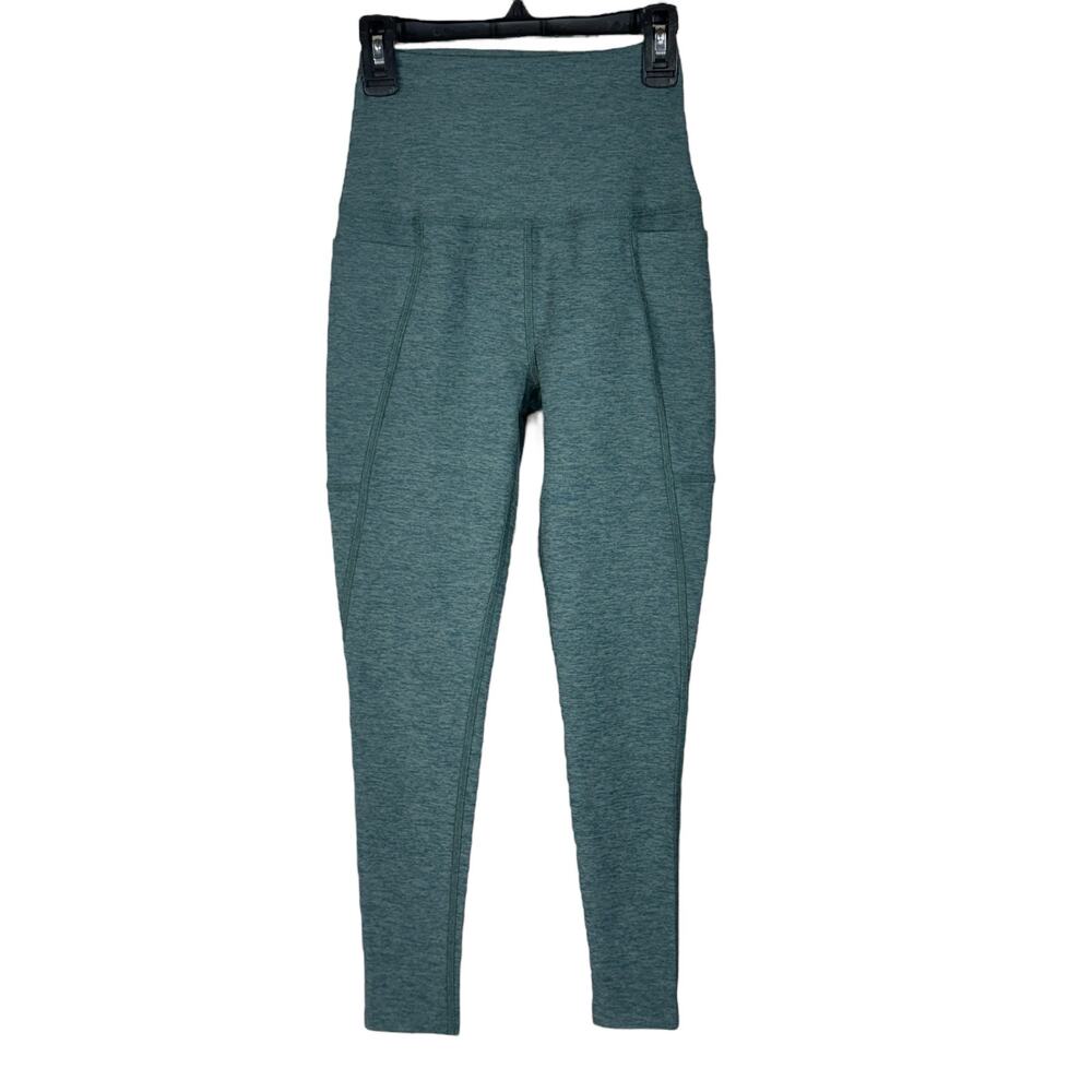 Beyond Yoga X-Small Leggings Side Pockets Hi-Rise Stretch Ankle Green Heathered